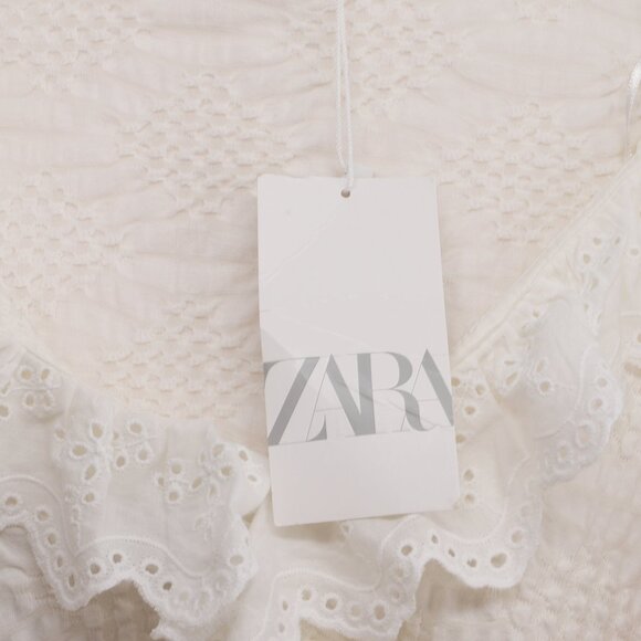 NWT ZARA White Ruffle Eyelet Crop Top Size M - Picture 8 of 8